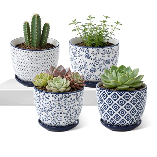 5.6 Inch Ceramic Plant Pots Set of 4 - size: 5.6 Inch