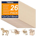 Basswood Sheets 12 x 12 x 1/8 Inch, 26 Packs Plywood Sheets Unfinished Wood for Crafts 3mm Thick Basswood for Laser Cutting, DIY Architectural Models, Engraving, Wood Burning, Painting