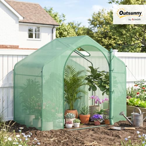 Outsunny 6' x 3' x 5' Portable Walk-in Greenhouse with PE Cover Green