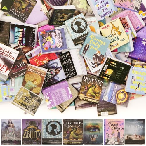 60 Pcs 1:12 Scale Mini Books, Miniatures Dollhouse Tiny Small Flip Books