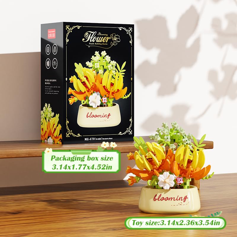 Elegant Dahlia Mini Flower Potted Bonsai Building Toy - style: Elegant Dahlia