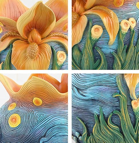 Colorful Abstract Resin Flower Pots Van Gogh Starry Night Unique Plant Pots - color: Starry Night Flowers