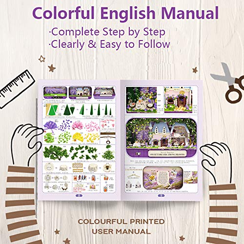 MAGQOO 3D Wooden Dollhouse Miniature DIY Doll House Kit with Furniture,1:100 DIY Box Theater Kit (Sweet Dream) - color: Sweet Dream