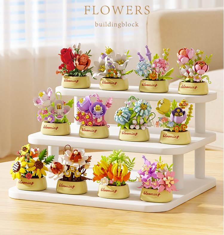 Snowball Hydrangea Mini Flower Potted Bonsai Building Toy - style: Snowball Hydrangea