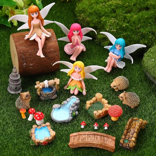 28Pcs Fairy Garden Accessories, Miniature Garden Ornaments - color: Red+brown