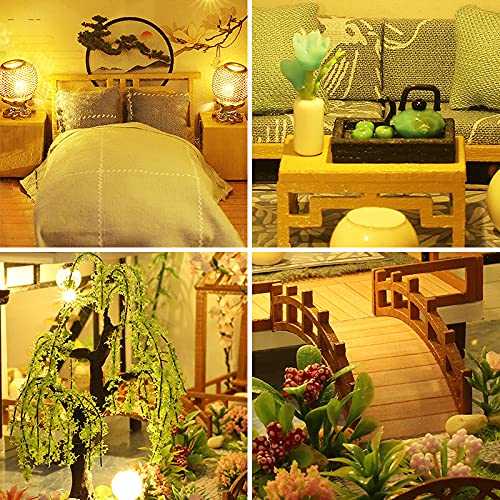 GuDoQi DIY Miniature Dollhouse Kit, Tiny House kit with Music, Miniature House Kit 1:24 Scale, Great Handmade Craft Gift for Birthday Christmas Day, Traditional Courtyard House - color: Traditional Courtyard
