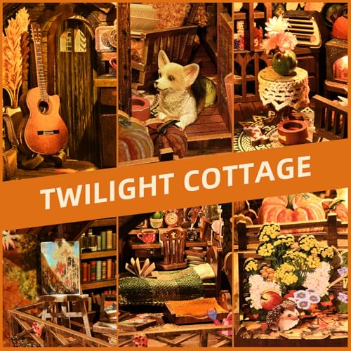 TOYQI Book Nook Kit for Adult, DIY Miniature Dollhouse Kit,Twilight Cottage - color: Twilight Cottage