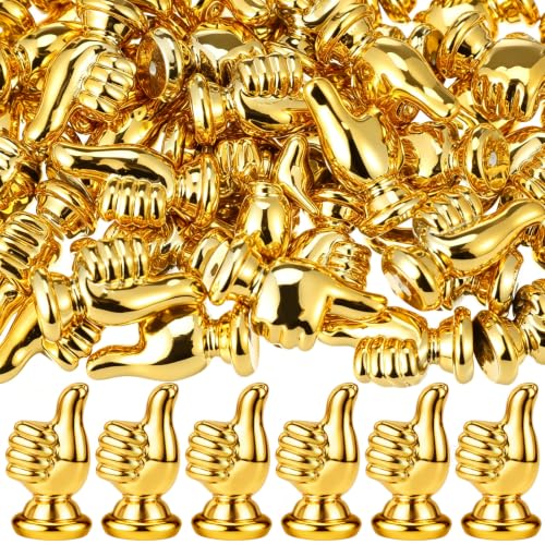Novabright 50 Pcs Mini Gold Thumbs up Trophy Bulk Resin Award Statues - style: Thumbs