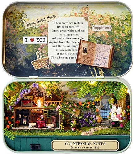 MAGQOO 3D Wooden Dollhouse Miniature DIY Doll House Kit with Furniture,1:100 DIY Box Theater Kit Pack of 3 - color: Q-004/005/012