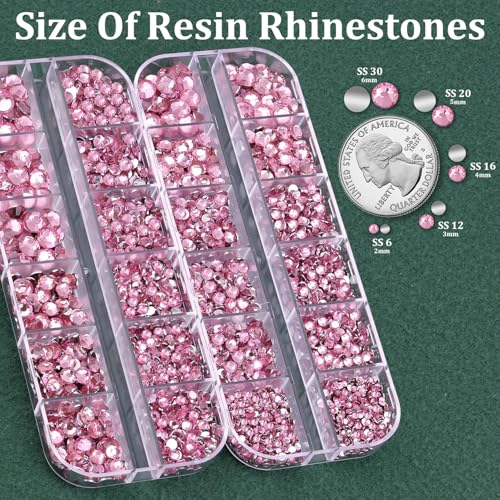 Resin Rhinestones for Crafting with B7000 Jewelry Glue, 2 Boxes Dark Pink Flatback Crystals with 3Pcs 10ml Glue for Bedazzling Crafts DIY Nail Art Makeup，Non Hotfix Gems for Clothing Shoes - color: Dark Pink, size: 2 Small Pack with Glue