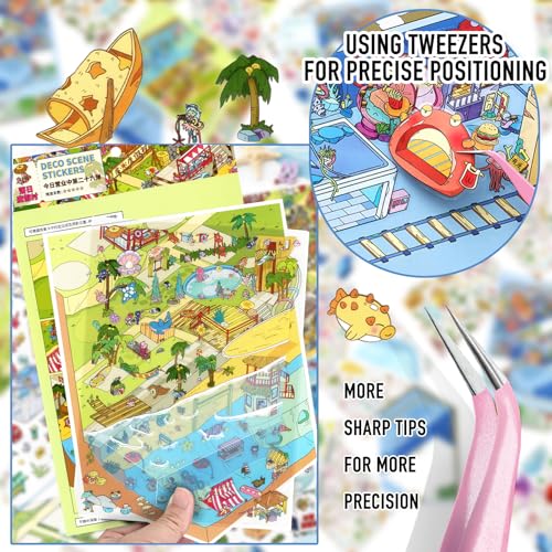 Large 2 Set Holiday Village 3D Miniature Scene Stickers for Adult - color: Holiday Village-large 2 Set