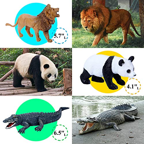 Mini Tudou Safari Animals Figures & 57x38.6'' Play Mat for Kids Toddler 3-5