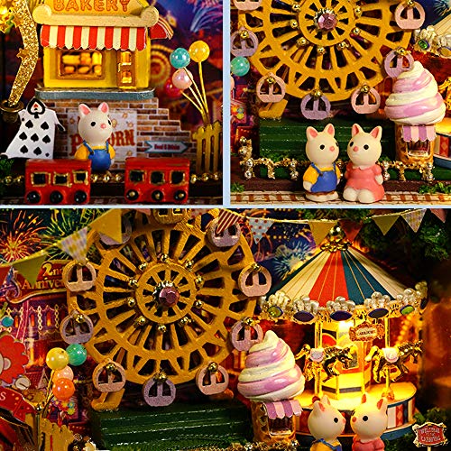 MAGQOO 3D Wooden Dollhouse Miniature DIY Doll House Kit with Furniture,1:100 DIY Box Theater Kit (Amusement Park) - color: Amusement Park