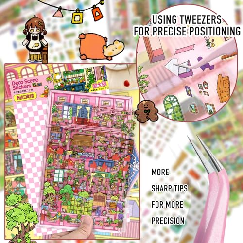 Large 3D Miniature Openable Dollhouse Scene Stickers for Adults, 10+ Rooms - color: Mini Grid World-large 2 Set