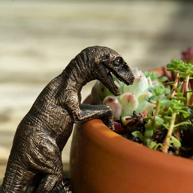 Dinosaur Flower Pot Hugger Figurines, Dinosaur Statue Planter Decor for Garden Yard Fence Balcony Home Plant Decoration Gifts