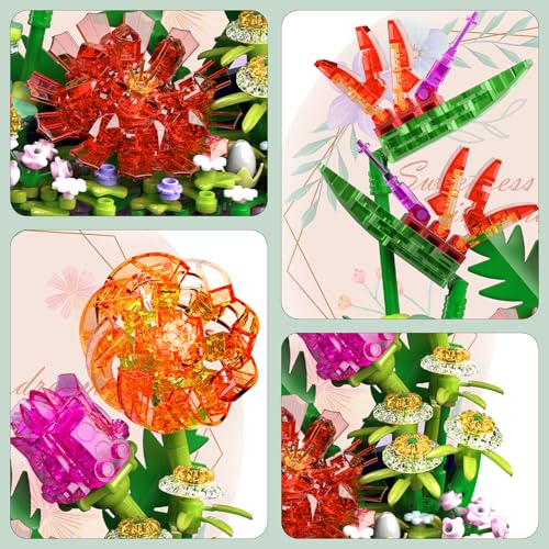 FANTASY&Co. Blossoms in Profusion Floral Building Ornament | Excellent Choice for Family Activities & Decor | Compatible with Major Brands | Ideal Festival Gift for Mom & Family (461 Pcs) - style: Blossoms in Profusion