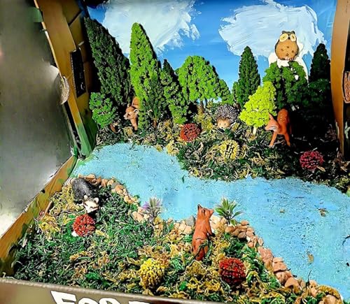 Mixed Model Trees, 70pcs, 1.5-6 inch(4-16 cm), Ho Scale Bushes with Animals Figures, Plastic Trees for Projects, Model Train Scenery