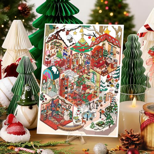 Large Merry Christmas 3D Miniature Scene Stickers, Colorful Christmas Set - color: Colorful Christmas-large 1 Set