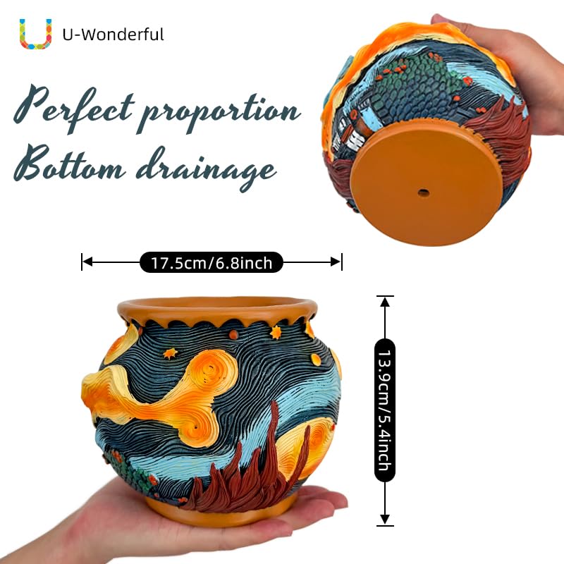 Starry Night Planters for Indoor Plants - 5.4inch Unique Flower Pot - color: Colour-b