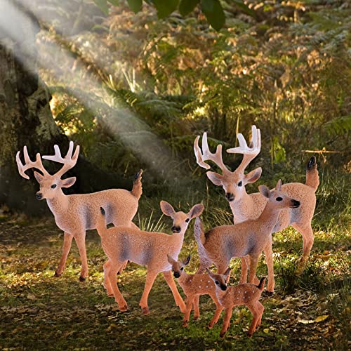 Skylety 12 Pcs Deer Toy Miniature Realistic Forest Animals Family Set