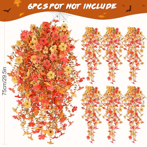 Artificial Fall Flowers for Outdoors UV Resistant Autumn Decor - color: Double Orange