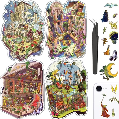 Large 3D Tarot Miniature Scene Stickers Magic Academy Stickers for Adult - color: Tarot World-large 4 Set