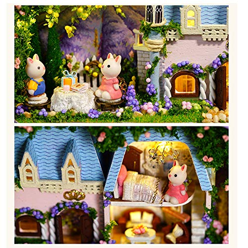 MAGQOO 3D Wooden Dollhouse Miniature DIY Doll House Kit with Furniture,1:100 DIY Box Theater Kit (Sweet Dream) - color: Sweet Dream