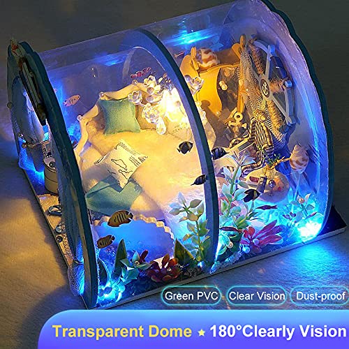 GuDoQi DIY Miniature Dollhouse Kit, 1:24 Scale Tiny House with Furniture, Great Gift for Birthday Christmas Day, Sweet Home of Mermaid Princess - color: Sweet Home of Mermaid Princess