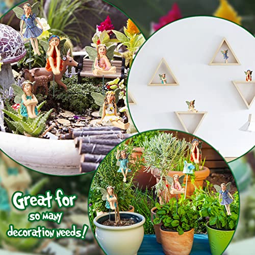 Bucherry 12 Pieces Garden Mini Fairies Figurines Miniature Fairy Sculpture Decoration Tiny Garden Accessories for Home Outdoor Yard Lawn Flower Pot Decor (Elegant)