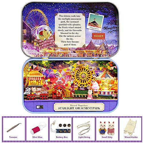 MAGQOO 3D Wooden Dollhouse Miniature DIY Doll House Kit with Furniture,1:100 DIY Box Theater Kit(Pack of 3) - color: Q-010/Q-011/Q-012