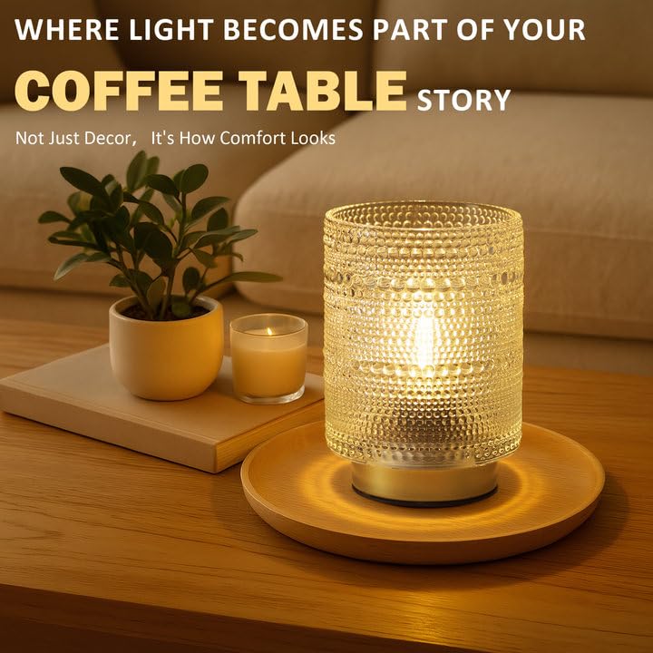 Small Battery operated Lamp with Timer for Bedside/Coffee Table/Book shelf Decor,Cordless Aesthetic Lamps with Warm Moody Lighting for Home Decor/Dorm/Entryway/Cubicle/Bathroom/ Patio Decor(Clear) - color: Clear, size: 1 pack