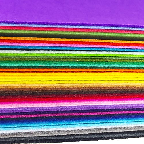 flic-flac 44PCS 8 x 12 inches (20 x 30cm) Assorted Color Felt Fabric Sheets Patchwork Sewing DIY Craft 1mm Thick … (20cm * 30cm, 44pcs) - color: 44pcs, size: 20cm * 30cm