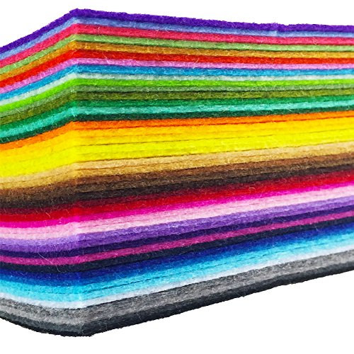 flic-flac 44PCS 12 x 12 inches (30 x 30cm) Assorted Color Felt Fabric Sheets Patchwork Sewing DIY Craft 1mm Thick … (30cm * 30cm, 44pcs) - color: 44pcs, size: 30cm * 30cm