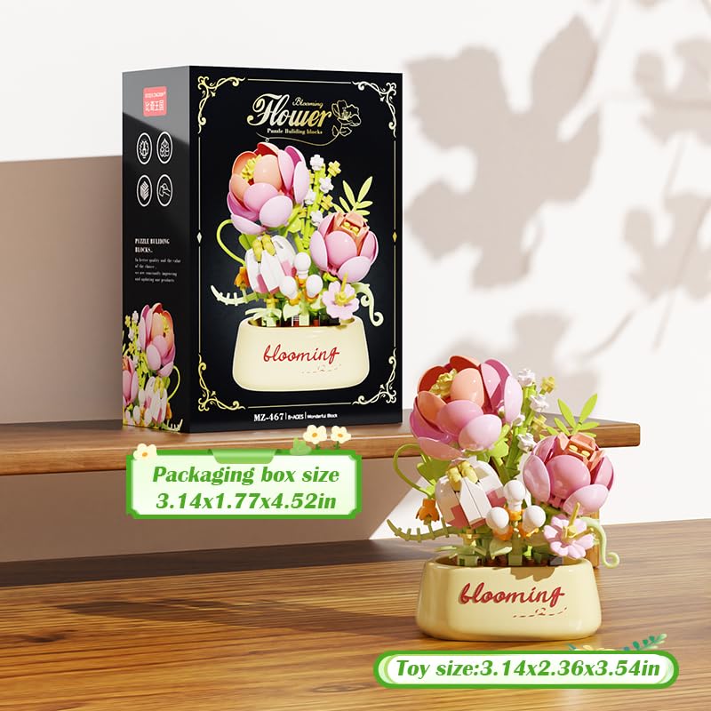 Imperial Peony Mini Flower Potted Bonsai Building Toy - style: Imperial Peony