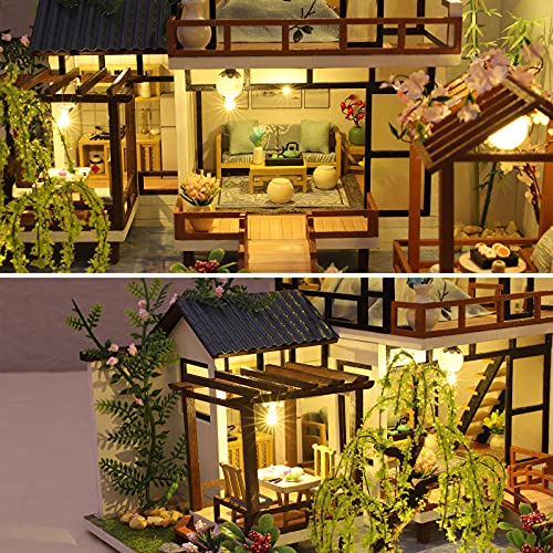 GuDoQi DIY Miniature Dollhouse Kit, Tiny House kit with Music, Miniature House Kit 1:24 Scale, Great Handmade Craft Gift for Birthday Christmas Day, Traditional Courtyard House - color: Traditional Courtyard
