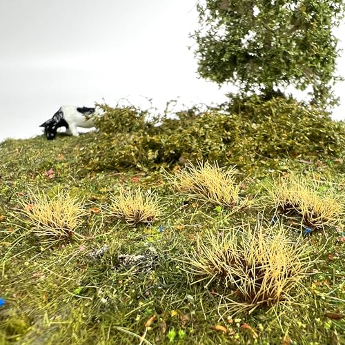 Miniature Model Grass Tufts & 8mm Static Grass Sheets for Diorama - 3.27x2.17 Inch Terrain Scenery for Railway, Train, Car Diorama & Miniature Scene Models (Wood Yellow) - color: Wood Yellow