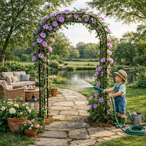 Extra Heavy Duty Garden Arch Trellis, 59.1 x 94.8 in, 1-Inch Poles - size: 59.1 x 94.8 x 19.7 Inch