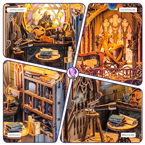 3D Puzzles Book Nook Kit, DIY Miniature Book Nook Kit Creative Decorative with LED Lights Bookend Bookshelf Insert for Adults Teens-Star Map Secrets(SQ -35) - color: Star Map Secrets