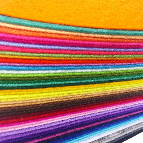 flic-flac 48PCS 12 x 12 inches (30 x 30cm) Assorted Color Felt Fabric Sheets Patchwork Sewing DIY Craft 1mm Thick … (30cm * 30cm, 48pcs) - color: 48pcs, size: 30cm * 30cm