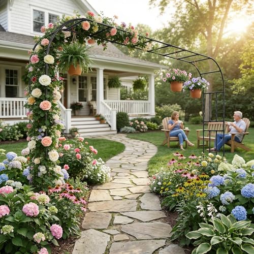 Heavy Duty Garden Arch Trellis, 126 x 94.8 in, Extra Wide - size: 126 x 94.8 x 15.8 Inch