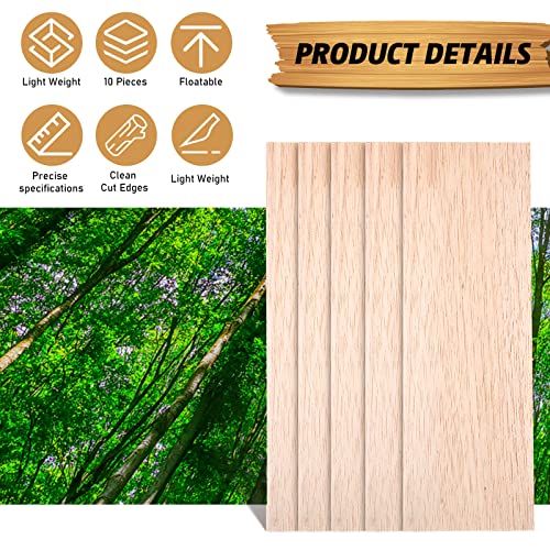 Namalu 10 Pack Unfinished Balsa Wood Sheet DIY, 12 x 4 x 0.12 Inches-3 mm - size: 10 Pack - 12 x 4 x 0.12 Inches-3 mm
