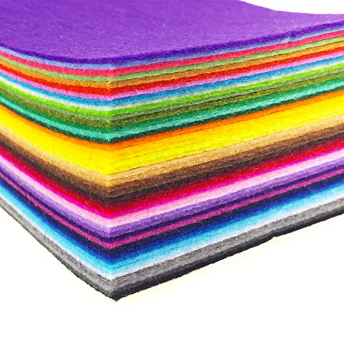 flic-flac 44PCS 6 x 6 inches (15 x 15cm) Assorted Color Felt Fabric Sheets Patchwork Sewing DIY Craft 1mm Thick … (15cm * 15cm, 44pcs) - color: 44pcs, size: 15cm * 15cm