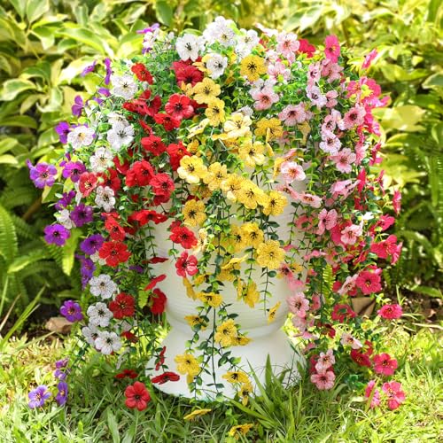 Artificial Hanging Flowers for Outdoors UV Resistant Summer Decor - color: Multicolorsb