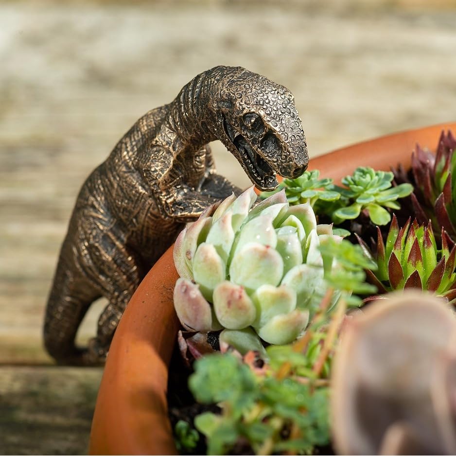 Dinosaur Flower Pot Hugger Figurines, Dinosaur Statue Planter Decor for Garden Yard Fence Balcony Home Plant Decoration Gifts