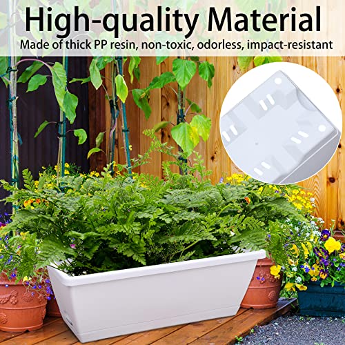 CHUKEMAOYI Window Box Planter,7Pack Plastic Vegetable Flower Planters Boxes - color: White, size: 16.6 x 7 x 5.9 inches