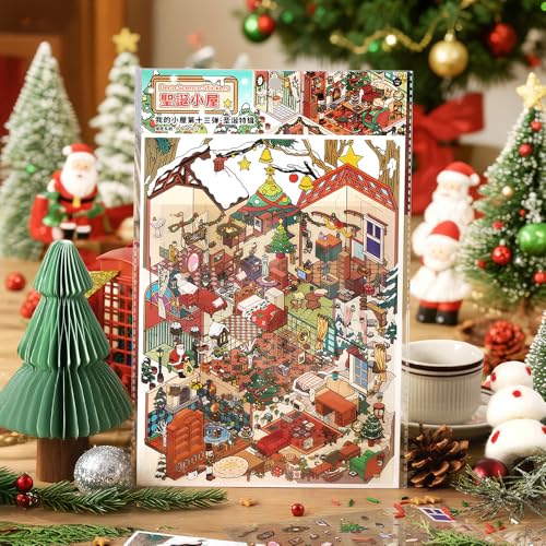 Large Merry Christmas 3D Miniature Scene Stickers, Colorful Christmas Set - color: Colorful Christmas-large 1 Set