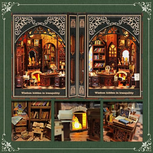 NookMaster Book Nook Kit, 3D Wooden Puzzle for Adults（ (Vintage Library) - color: Vintage Library