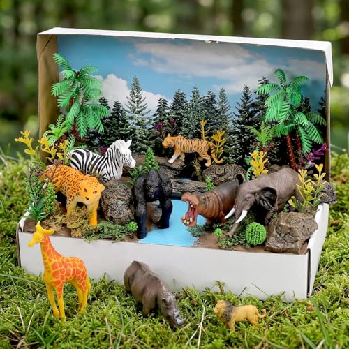 Teyva Daily 48 Pcs Jungle Diorama Kit Habitat Project Box Set - color: Jungle