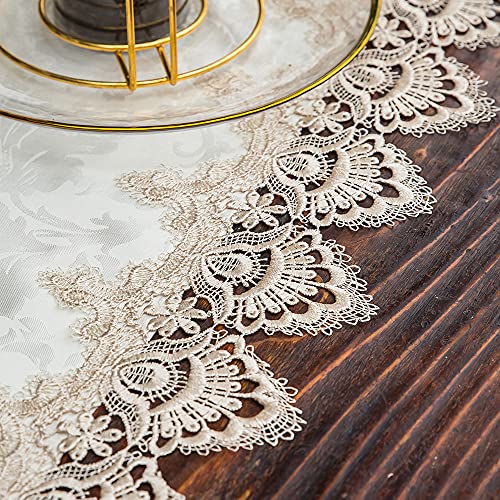 ARTABLE Light Brown Lace Square Tablecloth Small Table Topper 33 x 33 Inch - color: Light Brown, size: 33" x 33" (Square)