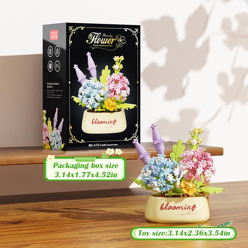 Snowball Hydrangea Mini Flower Potted Bonsai Building Toy - style: Snowball Hydrangea